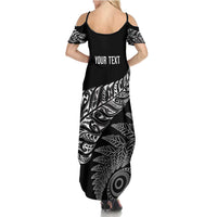 Aotearoa Personalized Lawn Bowls Maori Summer Maxi Dress New Zealand Black Tribal Silver Fern - Polynesian Pride