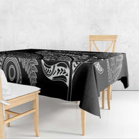 Aotearoa Personalized Lawn Bowls Maori Tablecloth New Zealand Black Tribal Silver Fern - Polynesian Pride
