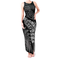 Aotearoa Personalized Lawn Bowls Maori Tank Maxi Dress New Zealand Black Tribal Silver Fern - Polynesian Pride
