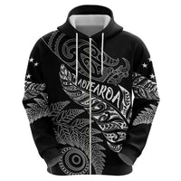 Aotearoa Personalized Lawn Bowls Maori Zip Hoodie New Zealand Black Tribal Silver Fern - Polynesian Pride