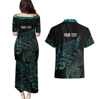 Aotearoa Personalized Lawn Bowls Maori Couples Matching Puletasi and Hawaiian Shirt New Zealand Paua Shell Tribal Silver Fern LT7 - Polynesian Pride