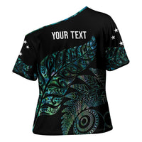 Aotearoa Personalized Lawn Bowls Maori Cross Shoulder Shirt New Zealand Paua Shell Tribal Silver Fern - Polynesian Pride
