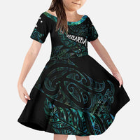 Aotearoa Personalized Lawn Bowls Maori Family Matching Off Shoulder Short Dress and Hawaiian Shirt New Zealand Paua Shell Tribal Silver Fern - Polynesian Pride