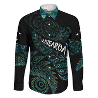 Aotearoa Personalized Lawn Bowls Maori Family Matching Off Shoulder Short Dress and Hawaiian Shirt New Zealand Paua Shell Tribal Silver Fern - Polynesian Pride