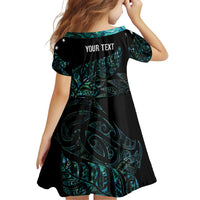 Aotearoa Personalized Lawn Bowls Maori Family Matching Short Sleeve Bodycon Dress and Hawaiian Shirt New Zealand Paua Shell Tribal Silver Fern - Polynesian Pride