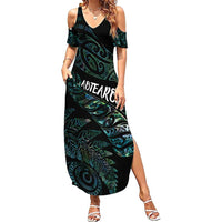 Aotearoa Personalized Lawn Bowls Maori Family Matching Summer Maxi Dress and Hawaiian Shirt New Zealand Paua Shell Tribal Silver Fern - Polynesian Pride