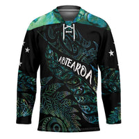 Aotearoa Personalized Lawn Bowls Maori Hockey Jersey New Zealand Paua Shell Tribal Silver Fern - Polynesian Pride