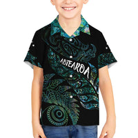 Aotearoa Personalized Lawn Bowls Maori Kid Hawaiian Shirt New Zealand Paua Shell Tribal Silver Fern - Polynesian Pride