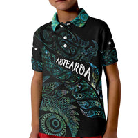 Aotearoa Personalized Lawn Bowls Maori Kid Polo Shirt New Zealand Paua Shell Tribal Silver Fern - Polynesian Pride