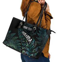 Aotearoa Personalized Lawn Bowls Maori Leather Tote Bag New Zealand Paua Shell Tribal Silver Fern - Polynesian Pride