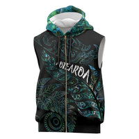Aotearoa Personalized Lawn Bowls Maori Sleeveless Zip Hoodie New Zealand Paua Shell Tribal Silver Fern LT7
