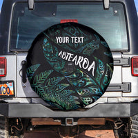Aotearoa Personalized Lawn Bowls Maori Spare Tire Cover New Zealand Paua Shell Tribal Silver Fern - Polynesian Pride