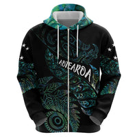Aotearoa Personalized Lawn Bowls Maori Zip Hoodie New Zealand Paua Shell Tribal Silver Fern - Polynesian Pride