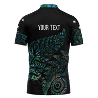 Aotearoa Personalized Lawn Bowls Maori Zipper Polo Shirt New Zealand Paua Shell Tribal Silver Fern - Polynesian Pride