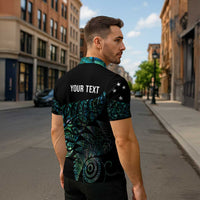 Aotearoa Personalized Lawn Bowls Maori Zipper Polo Shirt New Zealand Paua Shell Tribal Silver Fern - Polynesian Pride