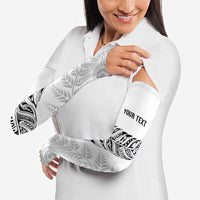 Aotearoa Personalized Lawn Bowls Maori Arm Sleeves New Zealand White Tribal Silver Fern - Polynesian Pride