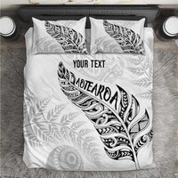 Aotearoa Personalized Lawn Bowls Maori Bedding Set New Zealand White Tribal Silver Fern - Polynesian Pride