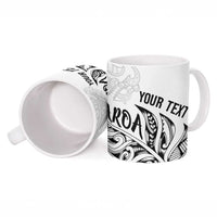 Aotearoa Personalized Lawn Bowls Maori Ceramic Mug New Zealand White Tribal Silver Fern - Polynesian Pride