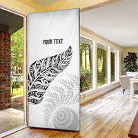 Aotearoa Personalized Lawn Bowls Maori Door Cover New Zealand White Tribal Silver Fern - Polynesian Pride