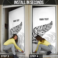 Aotearoa Personalized Lawn Bowls Maori Door Cover New Zealand White Tribal Silver Fern - Polynesian Pride