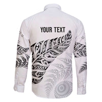 Aotearoa Personalized Lawn Bowls Maori Family Matching Long Sleeve Bodycon Dress and Hawaiian Shirt New Zealand White Tribal Silver Fern - Polynesian Pride
