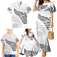 Aotearoa Personalized Lawn Bowls Maori Family Matching Mermaid Dress and Hawaiian Shirt New Zealand White Tribal Silver Fern - Polynesian Pride