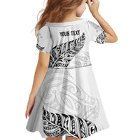 Aotearoa Personalized Lawn Bowls Maori Family Matching Off Shoulder Maxi Dress and Hawaiian Shirt New Zealand White Tribal Silver Fern - Polynesian Pride