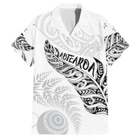 Aotearoa Personalized Lawn Bowls Maori Family Matching Off Shoulder Short Dress and Hawaiian Shirt New Zealand White Tribal Silver Fern - Polynesian Pride