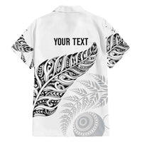 Aotearoa Personalized Lawn Bowls Maori Family Matching Off Shoulder Short Dress and Hawaiian Shirt New Zealand White Tribal Silver Fern - Polynesian Pride