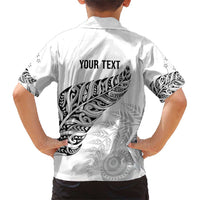 Aotearoa Personalized Lawn Bowls Maori Family Matching Short Sleeve Bodycon Dress and Hawaiian Shirt New Zealand White Tribal Silver Fern - Polynesian Pride