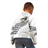 Aotearoa Personalized Lawn Bowls Maori Kid Hoodie New Zealand White Tribal Silver Fern - Polynesian Pride