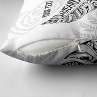 Aotearoa Personalized Lawn Bowls Maori Pillow Cover New Zealand White Tribal Silver Fern - Polynesian Pride