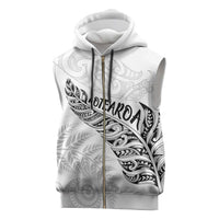 Aotearoa Personalized Lawn Bowls Maori Sleeveless Zip Hoodie New Zealand White Tribal Silver Fern LT7