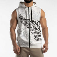 Aotearoa Personalized Lawn Bowls Maori Sleeveless Zip Hoodie New Zealand White Tribal Silver Fern LT7