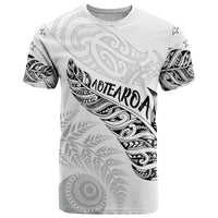 Aotearoa Personalized Lawn Bowls Maori T Shirt New Zealand White Tribal Silver Fern - Polynesian Pride