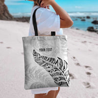 Aotearoa Personalized Lawn Bowls Maori Tote Bag New Zealand White Tribal Silver Fern - Polynesian Pride