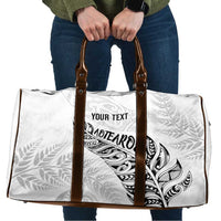 Aotearoa Personalized Lawn Bowls Maori Travel Bag New Zealand White Tribal Silver Fern - Polynesian Pride