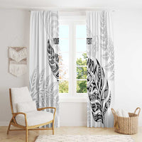 Aotearoa Personalized Lawn Bowls Maori Window Curtain New Zealand White Tribal Silver Fern - Polynesian Pride
