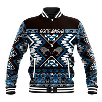 Personalised Taniko Motifs Aotearoa Baseball Jacket Waitangi Kowhaiwhai Kiwi - Blue LT7 Unisex Blue - Polynesian Pride