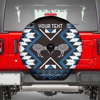 Personalised Taniko Motifs Aotearoa Spare Tire Cover Waitangi Kowhaiwhai Kiwi - Blue LT7 - Polynesian Pride