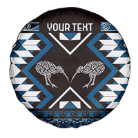 Personalised Taniko Motifs Aotearoa Spare Tire Cover Waitangi Kowhaiwhai Kiwi - Blue LT7 - Polynesian Pride