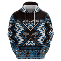 Personalised Taniko Motifs Aotearoa Zip Hoodie Waitangi Kowhaiwhai Kiwi - Blue