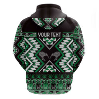 Personalised Taniko Motifs Aotearoa Hoodie Waitangi Kowhaiwhai Kiwi - Green