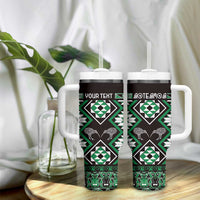 Personalised Taniko Motifs Aotearoa Tumbler With Handle Waitangi Kowhaiwhai Kiwi - Green
