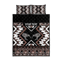 Personalised Taniko Motifs Aotearoa Quilt Bed Set Waitangi Kowhaiwhai Kiwi - Mocha