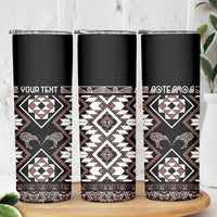 Personalised Taniko Motifs Aotearoa Skinny Tumbler Waitangi Kowhaiwhai Kiwi - Mocha