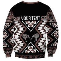 Personalised Taniko Motifs Aotearoa Sweatshirt Waitangi Kowhaiwhai Kiwi - Mocha LT7 - Polynesian Pride