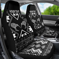 Personalised Taniko Motifs Aotearoa Car Seat Cover Waitangi Kowhaiwhai Kiwi - Monochrome