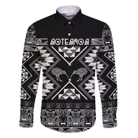 Personalised Taniko Motifs Aotearoa Family Matching Mermaid Dress and Hawaiian Shirt Waitangi Kowhaiwhai Kiwi - Monochrome