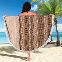 Vintage Beige Hawaiian Traditional Kapa Mix Flowers Lei Beach Blanket